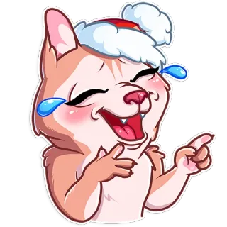 😂 chat, noël, bonnet de père noël, rire, joyeux, emoji, pointer, hiver telegram sticker