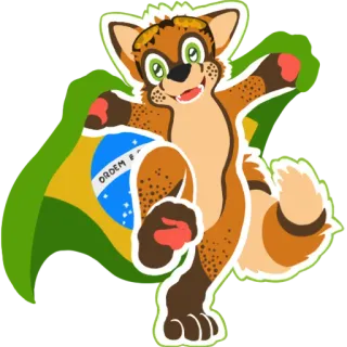 🇧🇷 ORDEM E PROGRESSO Flagge, Brasilien, Furry, Cartoon, Tier, Fuchs, Kultur, Nationalismus telegram sticker