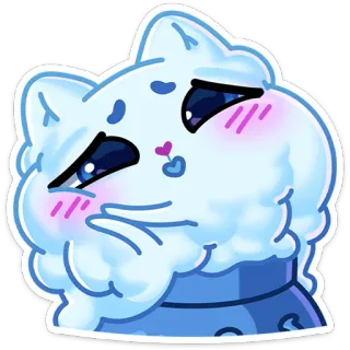 🥶 gato, lindo, dibujos animados, pegatina, esponjoso, kawaii telegram sticker