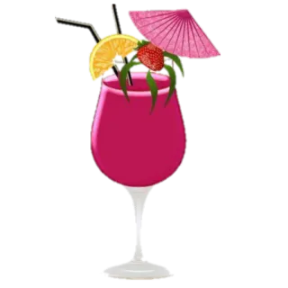 🍹 Cóctel, Bebida, Tropical, Fresa, Naranja, Sombrilla, Bebida telegram sticker