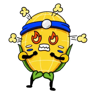 😡 corn, vegetable, food, cartoon, angry, steam telegram sticker