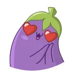 😍 eggplant, emoji, heart eyes, love, cute, kawaii telegram sticker
