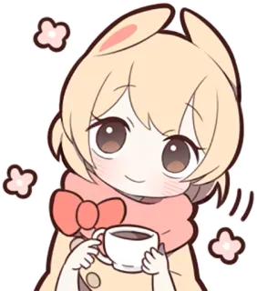 ☕ 卡哇伊, 动漫, 卡通, 可爱, 兔子, 咖啡, 贴纸, Q版 telegram sticker