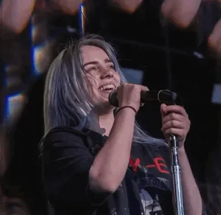🕸 Billie Eilish Billie Eilish, Sängerin, Musik, Mikrofon, Popstar telegram sticker