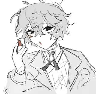 😘 Anime, Karakter, Riasan, Lipstik, Sketsa, Ilustrasi telegram sticker