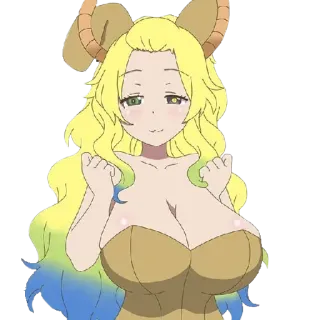 🙂 Lucoa Miss Kobayashi's Dragon Maid anime, draak, hoorns, blond whatsapp sticker