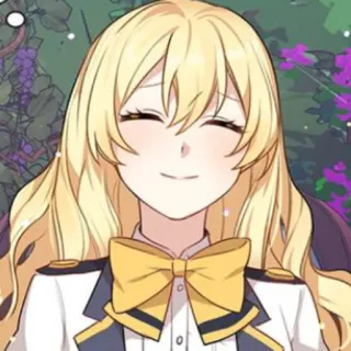 🥡 garota anime, cabelo loiro, sorriso, fofa, personagem telegram sticker