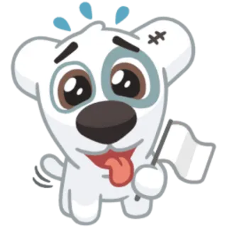 🏳 animal, dog, white, cartoon, flag telegram sticker