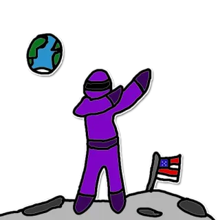 🙌 astronaute, lune, espace, drapeau américain, terre, dab whatsapp sticker