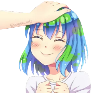 😊 @anagita_arts Terra, Anime, Fofo, Kawaii, Tapinha, Tapinha na cabeça, Mangá, Global telegram sticker