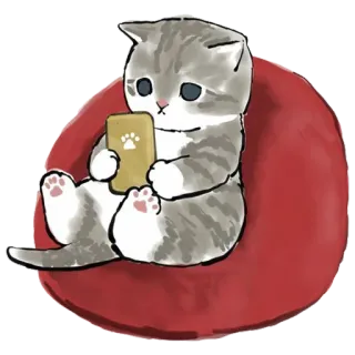 💌 kucing, anak kucing, hewan peliharaan, binatang, lucu, santai, telepon, jejak kaki telegram sticker