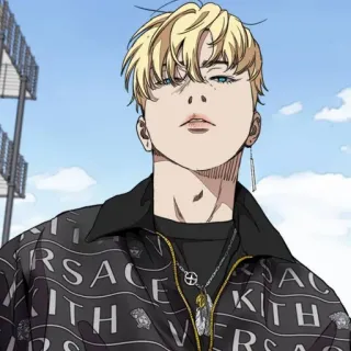 ⌚ Anime, Masculino, Personaje, Pelo Rubio, Moda, Ilustración whatsapp sticker