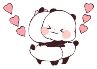 😍 panda, lindo, corazones, animal, amor, kawaii, abrazo telegram sticker
