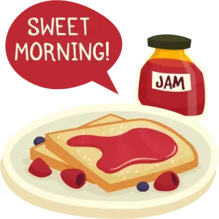 ☕️ SWEET MORNING! jedzenie, śniadanie, dżem, rano, tost whatsapp sticker
