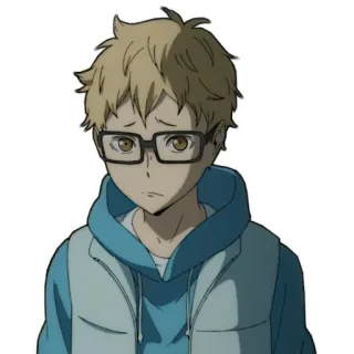 🥺 Kei Tsukishima Haikyuu!! аниме, haikyuu, tsukishima, kei, очки, грустный telegram sticker