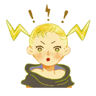 😲 Cartoon, Blitz, geschockt, Figur, überrascht, Strom telegram sticker