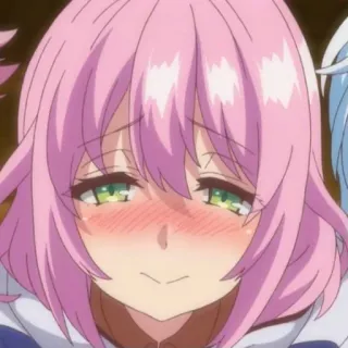🥰 anime, rambut pink, tersipu, imut telegram sticker
