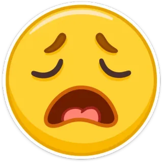😫 絵文字, 悲しい, 怒り, がっかり, 表情, 黄色 telegram sticker
