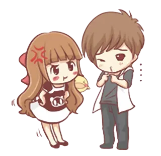 😐 Cartoon, Niedlich, Paar, Liebe, Chibi, Sticker, Anime, Manga telegram sticker