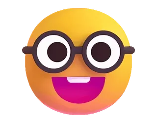 🤓 อีโมจิ, เด็กเนิร์ด, แว่นตา, หน้า, ยิ้ม, การ์ตูน telegram sticker