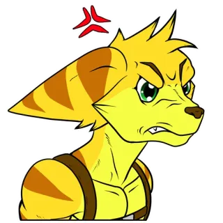 😡 Ratchet Ratchet & Clank catraca, ratchet and clank, desenho animado, bravo, jogo, personagem, furry, videogame telegram sticker