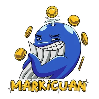 🐳 MARKICUAN кит, монеты, финансы, деньги, мультфильм, синий, персонаж telegram sticker