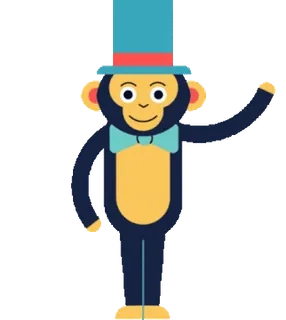 🐒 monyet, kartun, hewan, dasi kupu-kupu, topi bowler, ceria, ilustrasi telegram sticker