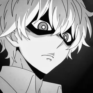 🍇 Anime, Manga, Czarno-białe, Kreskówka, Zły, Portret telegram sticker