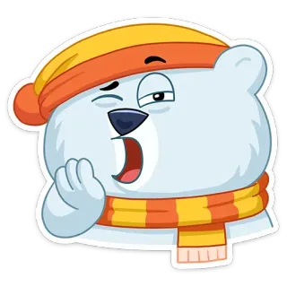 😀 ours, dessin animé, clin d'oeil, écharpe, hiver, sommeil telegram sticker