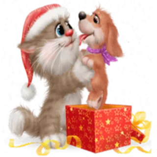 ❄️ gato, cão, natal, presente, festivo, feriado, cachorro, gatinho whatsapp sticker