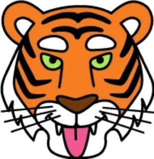 😛 tigre, animale, gatto, cartone animato, fauna selvatica, arancione, a righe, mammifero whatsapp sticker