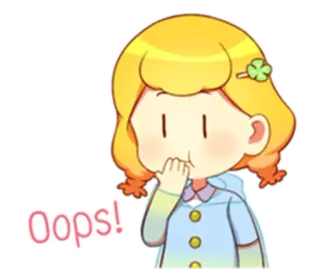 😅 Oops! 漫画, 女の子, おっと, 表情, 可愛い, 謝罪 whatsapp sticker
