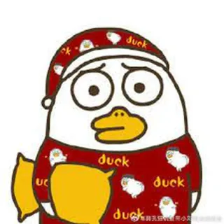 🐥 duck bebek, kartun, imut, binatang, bantal, piyama whatsapp sticker