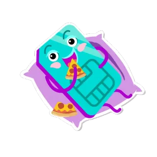 🍕 Kartu SIM, Pizza, Kartun, Makanan, Lucu, Digital, Makan whatsapp sticker