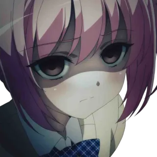 😐 Anime, Garota, Fofa, Desenho animado, Cabelo rosa, Séria, Expressão telegram sticker