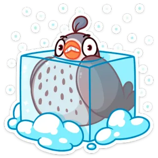 🥶 burung, es, beku, dingin, hewan, kartun, musim dingin telegram sticker