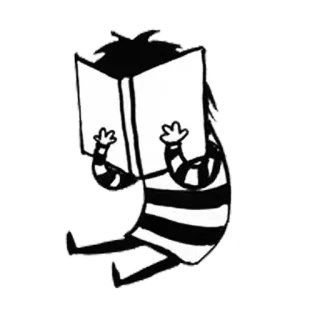 😣 reading, book, stripes, person, cartoon telegram sticker