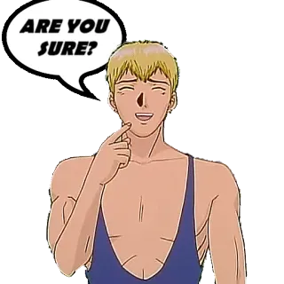 😦 ARE YOU SURE? anime, question, doubt, are you sure, cartoon, man telegram sticker