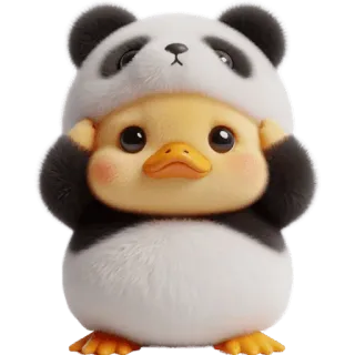 😬 patito, panda, animal, lindo, dibujos animados, arte digital, bebé animal telegram sticker