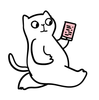 🏃‍♀️ chat, autocollant, dessin animé, chat blanc, papier, liste, mignon, drôle telegram sticker