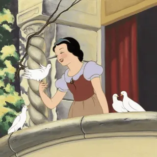 ⛄️ Snow White Snow White and the Seven Dwarfs 만화, 디즈니, 백설공주, 공주, 새, 비둘기 telegram sticker