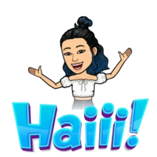 😀 Haiii! приветствие, привет, bitmoji, мультфильм, веселый, дружелюбный telegram sticker