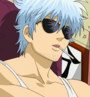 🔷 Gintoki Sakata Gintama anime, sunglasses, smoking, Gintoki, Gintama telegram sticker