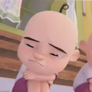 🧑‍🦲 Upin cartone animato, personaggio, Upin, calvo, divertente telegram sticker