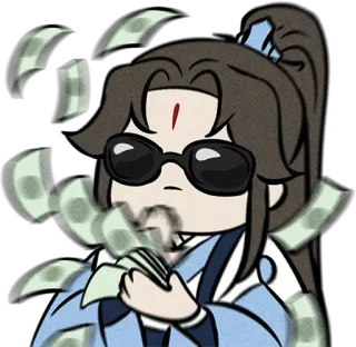 😎 money, cash, wealth, success, sunglasses, rich, cartoon telegram sticker