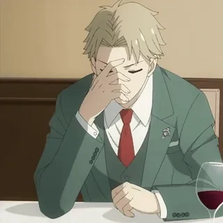 🎩 Loid Forger Spy x Family Anime, Szpieg, Rodzina, Frustracja, Facepalm telegram sticker
