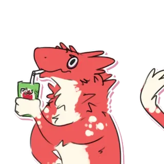 💦 дракон, красный, мультфильм, сок, яблоко, милый, персонаж telegram sticker