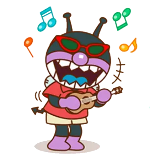 😁 Baikinman Anpanman Baikinman, Anpanman, kartun, anime, musik, ukulele telegram sticker