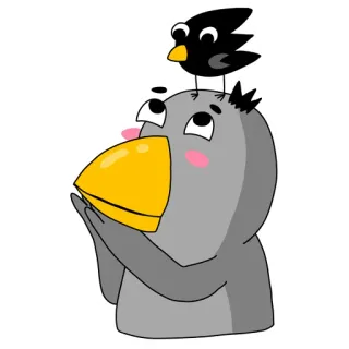 😊 ptak, słodki, kreskówka, zwierzę, przyjaźń telegram sticker