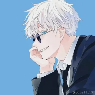 💠 Gojo Satoru Jujutsu Kaisen Anime, Manga, Gojo Satoru, Jujutsu Kaisen, Personaje, Gafas, Pelo blanco whatsapp sticker